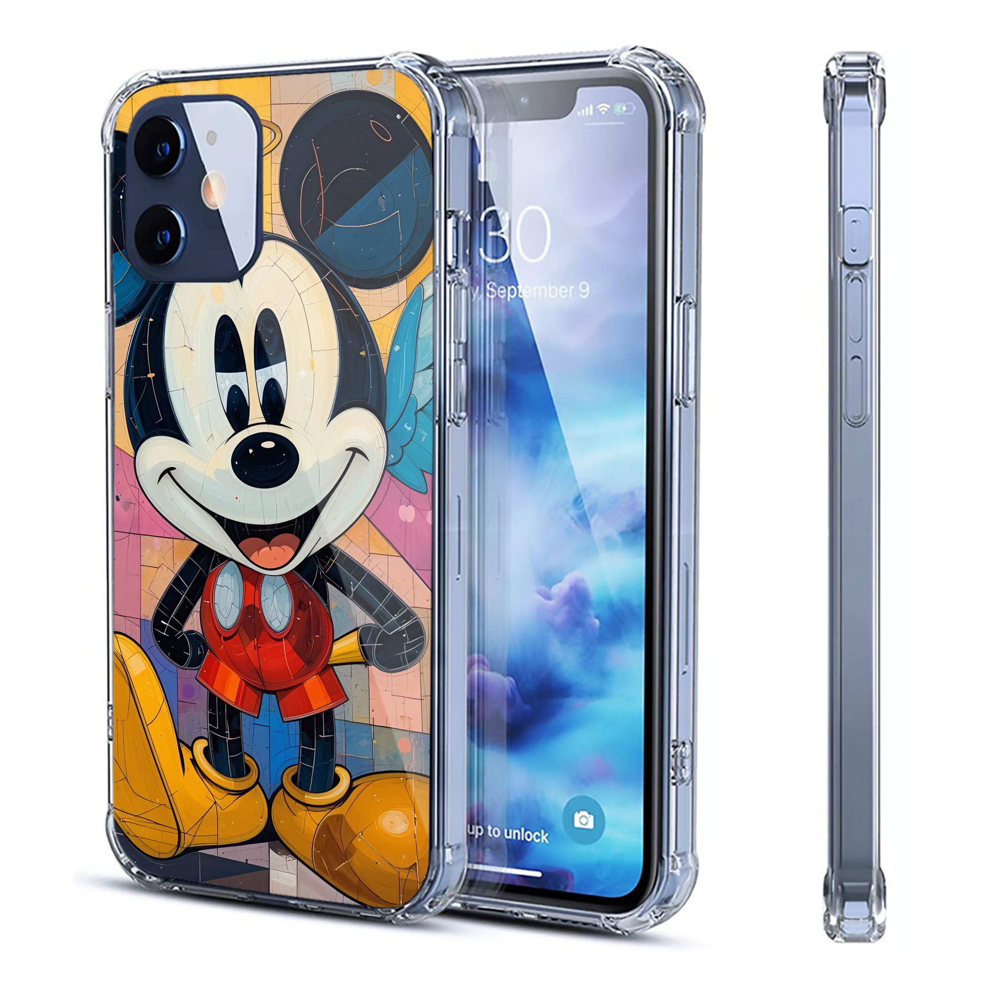 （画像用） ミッキーマウス Mickey Mouse 【iPhone 12シリーズ対応】透明スマホケース（クリアソフトケース）